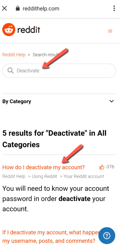 Reddit - Search Deactivate Phone