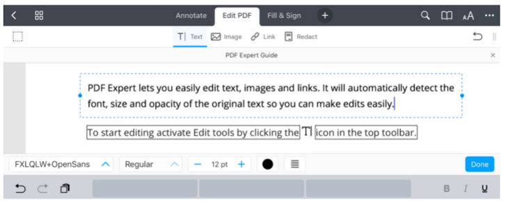 Text Editing in PDF Expert