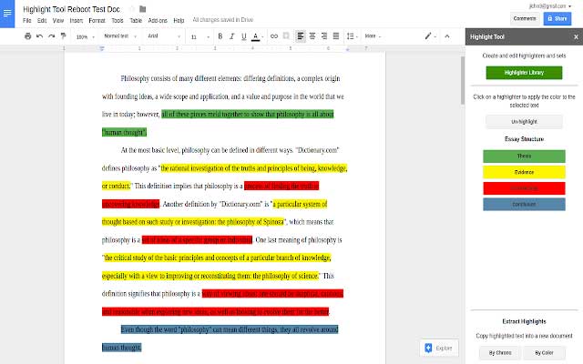 Highlight Tool in Google Docs