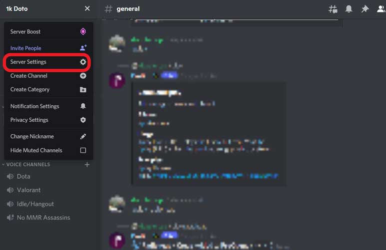 Access your server’s settings in Discord