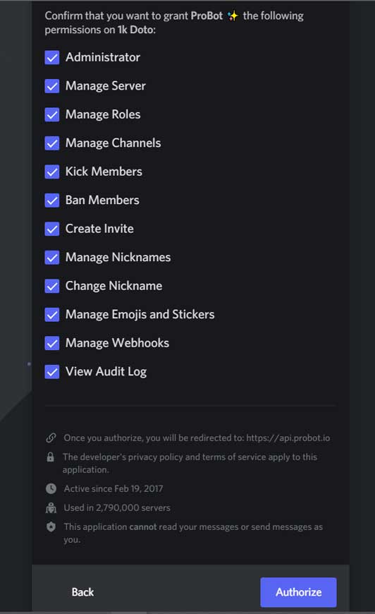 Reviewing and Authorizing Access of Your Discord Account to Bot