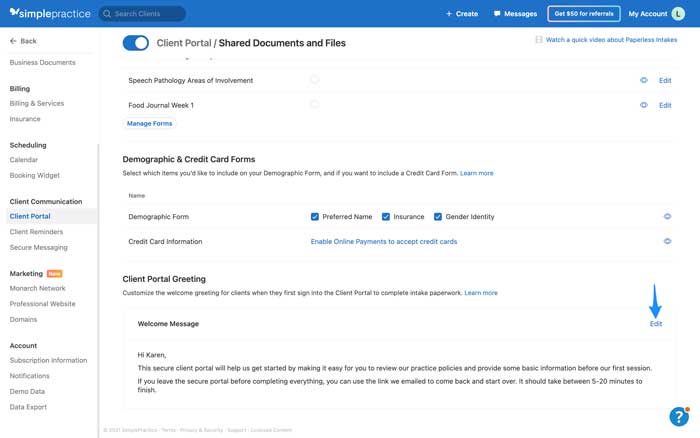 SimplePractice Client Portal