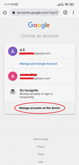 Manage Google Accounts in Moblie