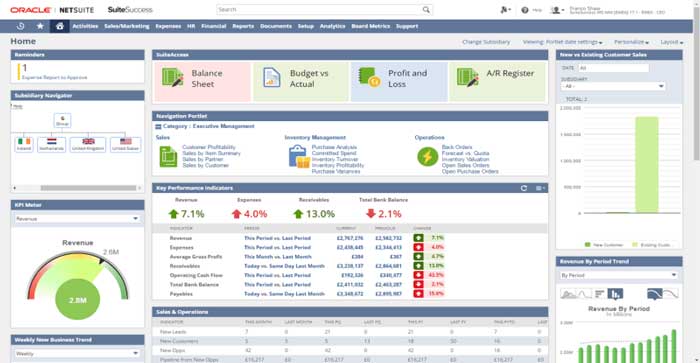 Netsuite ERP Dashboard