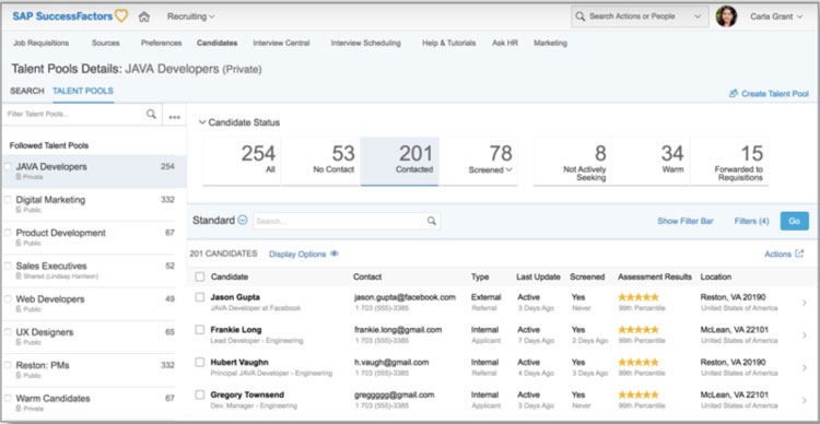 Access Talent Pool Information in Successfactors