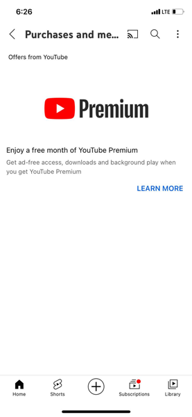 YouTube Premium Offer Apple