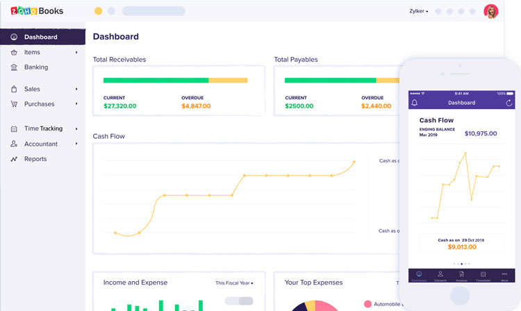 ZohoBooks Mobile User Interface