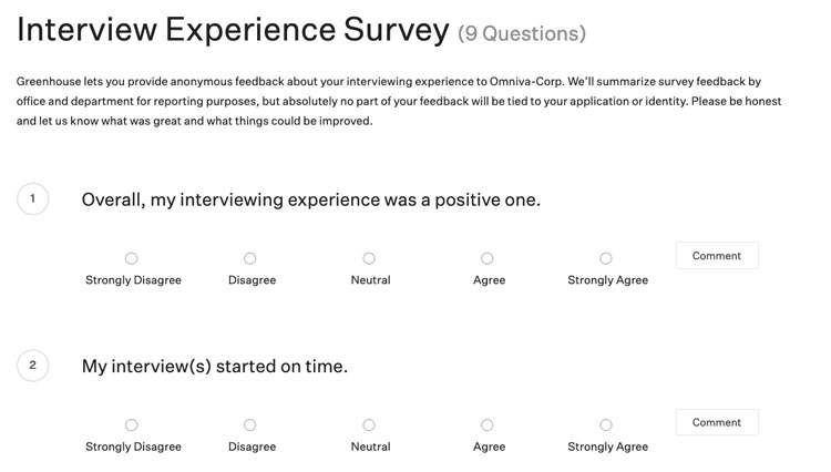 Greenhouse Interview Experience Surveys