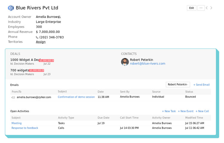 Viewing complete account details in Zoho CRM