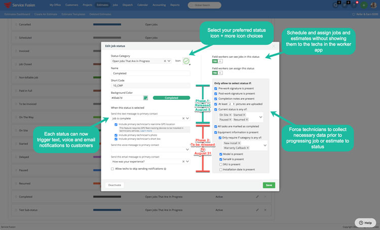 Service Fusion Job and Estimation Management