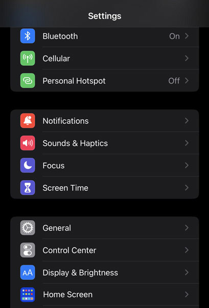 iPhone Settings App