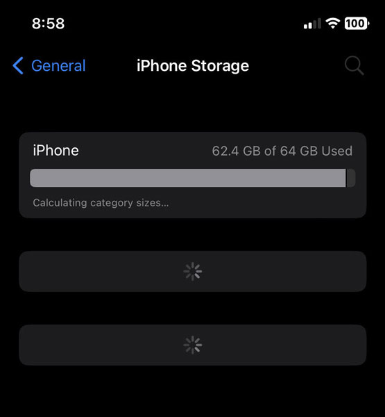 iPhone Storage View