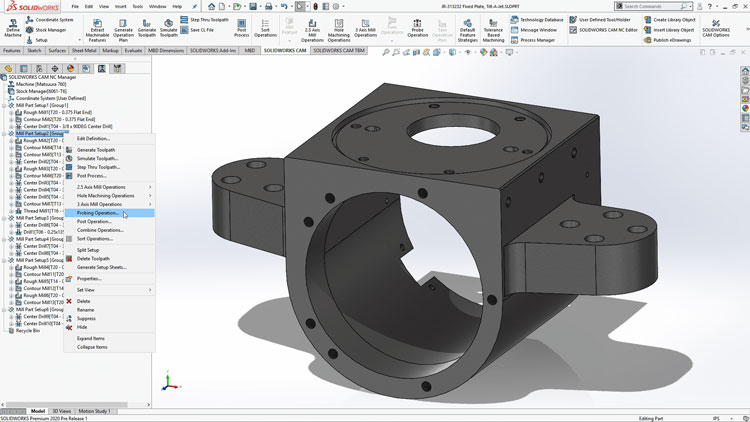 SolidWorks CAM User Interface