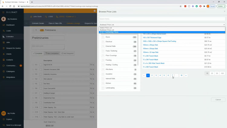 Importing Supplier Provided Price List to Generate Estimates with Buildxact