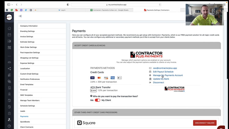 Payment Module in Contractor Plus