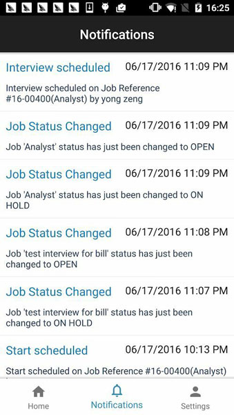 JobDiva Mobile Alerts