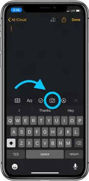 iPhone Notes App Camera