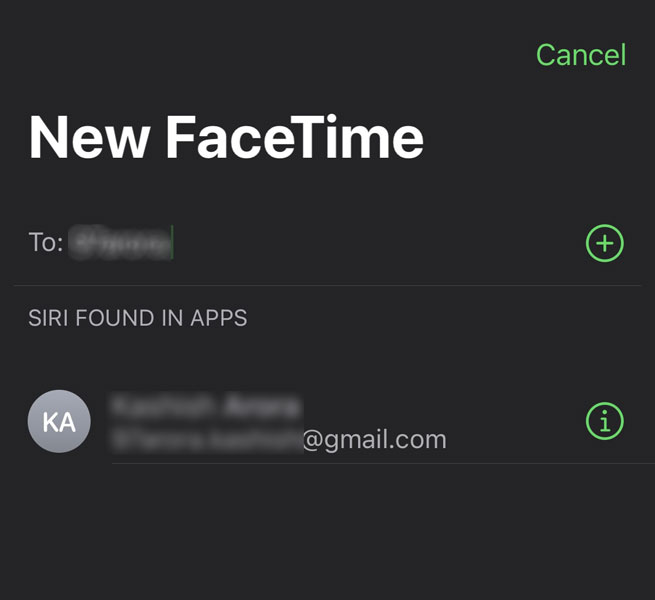 Select Contact to Initiate FaceTime Call