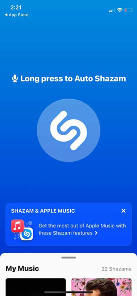 Shazam Home Screen