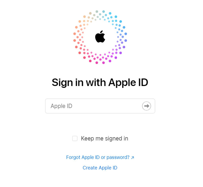 iCloud Sign In Page