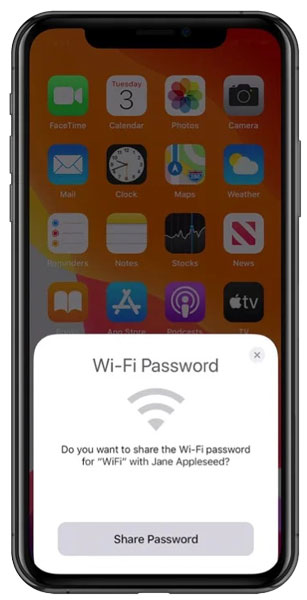 Share Wi-Fi Password Prompt in iPhone