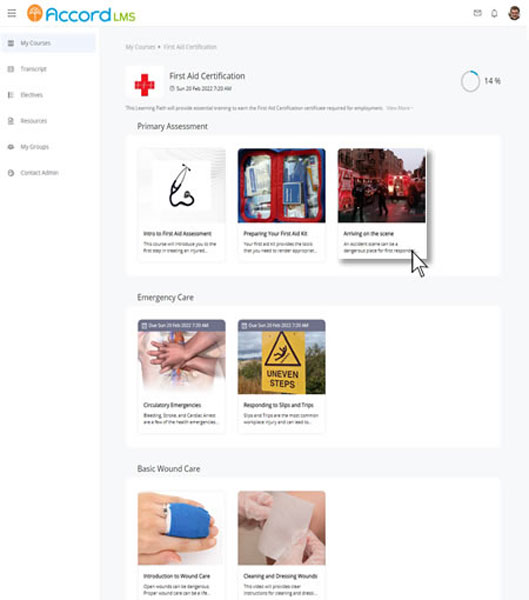 Courses Overview Dashboard Accord LMS