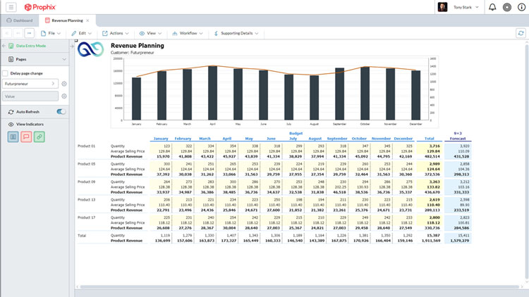 Prophix Revenue Planning Tool