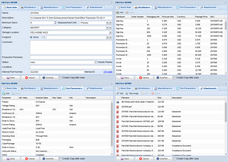 Managing and Setting Part Paremeters using PartKeepr