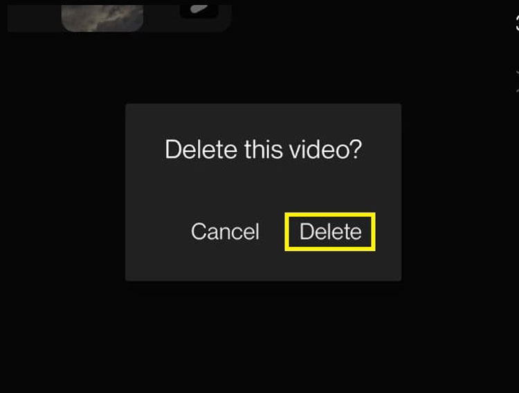 Delete Video Confirmation Message