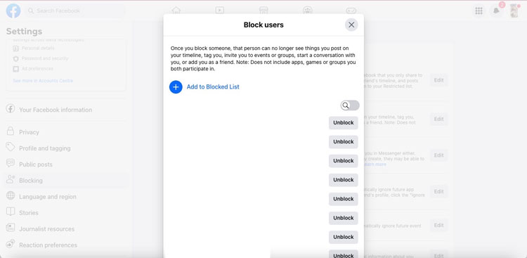 Block User List