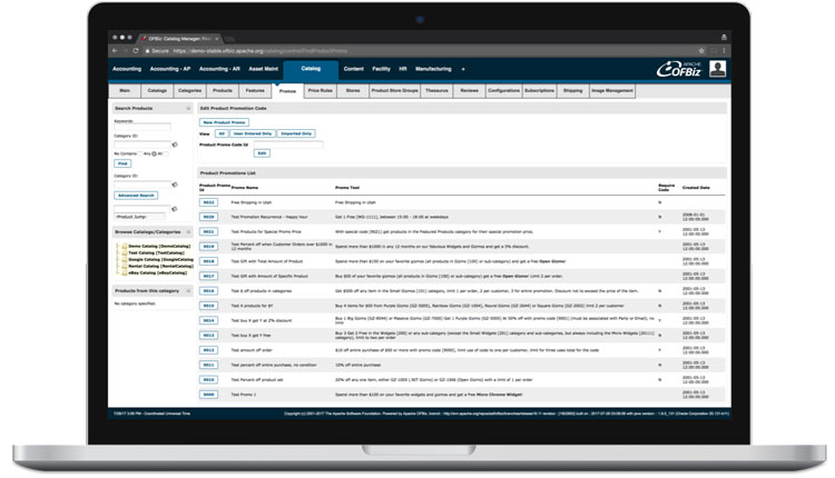 Apache OFBiz User Interface