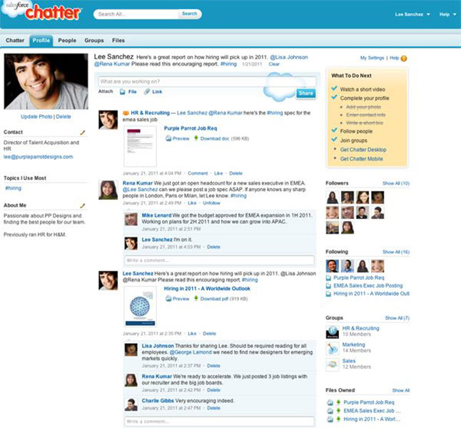 Employee Profile in SalesForce Chatter