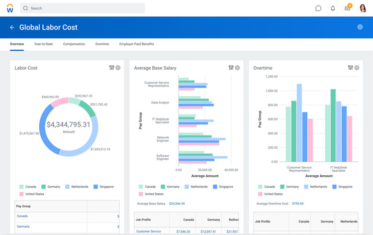 Workday Global Labor Cost Dashboard