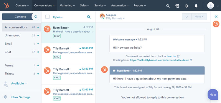 HubSpot Service Hub Live Chat Module