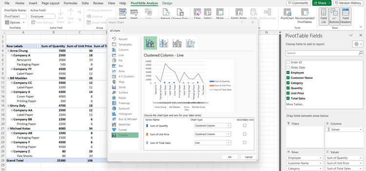 Excel Dashboard Chart Options