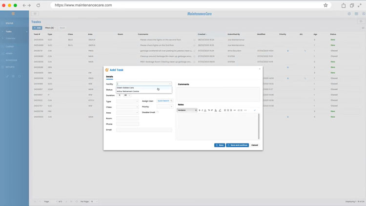 Maintenance Request Management with Maintenance Care