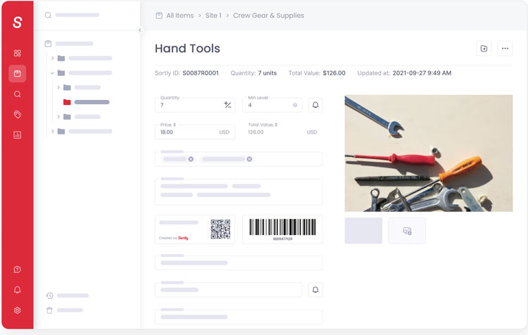 Stock and Category Profile Management in Sortly