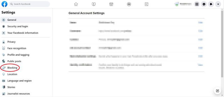 Facebook General Account Settings Page