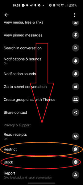 Restrict and Block Options in Facebook Messenger