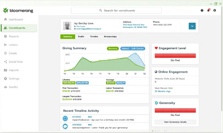 Bloomerang Donor Dashboard