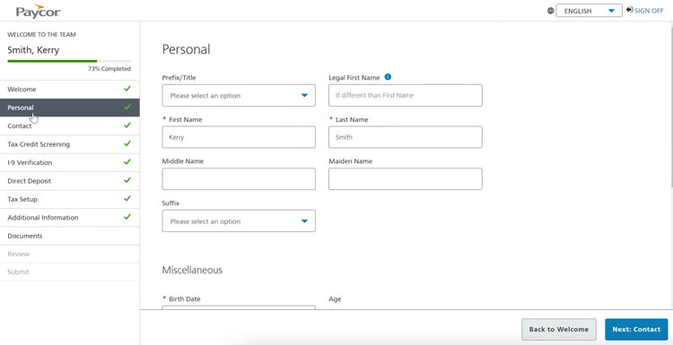 Paycor Onboarding