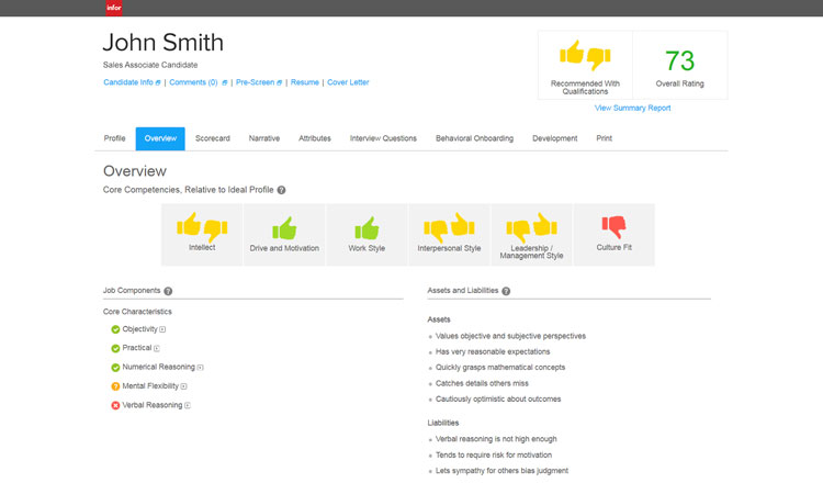 Infor Comprehensive Employee Scorecard