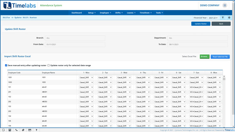 Timelabs Shift Management