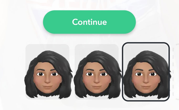 Choose avatar from the options