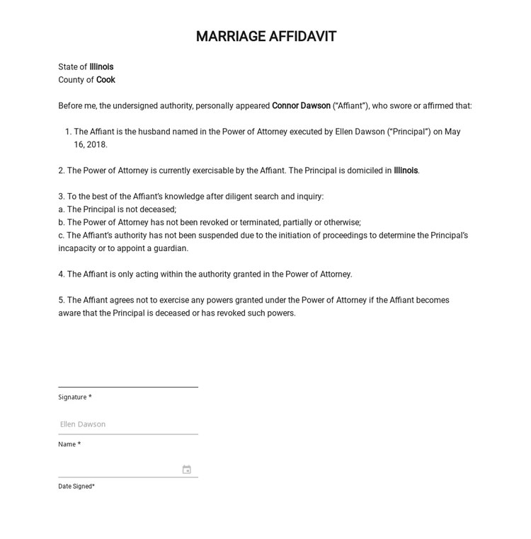 Marriage Affidavit