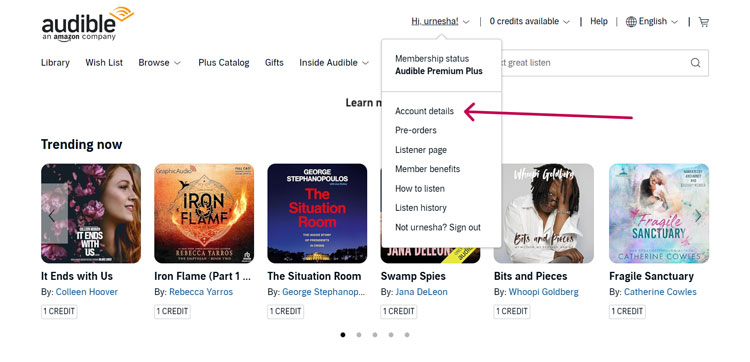 Audible Account Details