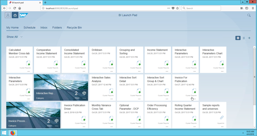 Crystal Reports Dashboard