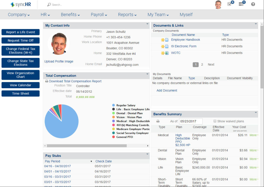 SyncHR Employee Info View