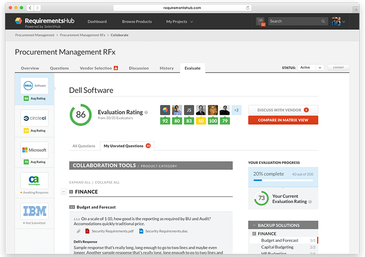 SelectHub RequirementsHub Dashboard