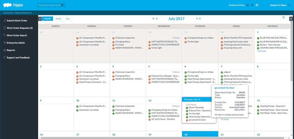 Scedule maintenance task in a single calender feature of Hippo CMMS